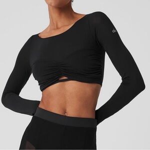 ALO Yoga Black Long Sleeve Crop Top